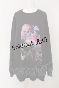 TRAVAS TOKYO / Playful cat Super big プルオーバー  ブラック O-24-02-28-097-PU-TO-IG-ZS