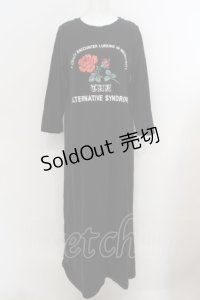 RNA / モンスターローズプリントマキシTシャツワンピース M ブラック O-24-02-28-102-PU-OP-IG-ZT142