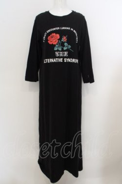 画像1: RNA / モンスターローズプリントマキシTシャツワンピース M ブラック O-24-02-28-102-PU-OP-IG-ZT142