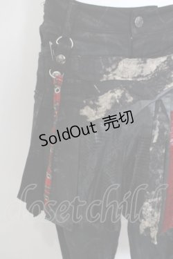 画像3: h.ANARCHY / ドラゴンレザーバムフラップショートデニムパンツ  ブラックｘレッド O-24-02-28-119-HN-PA-YM-ZS