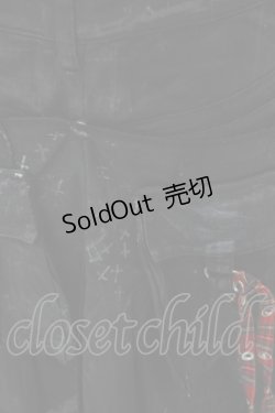 画像5: h.ANARCHY / ドラゴンレザーバムフラップショートデニムパンツ  ブラックｘレッド O-24-02-28-119-HN-PA-YM-ZS