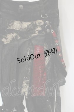 画像6: h.ANARCHY / ドラゴンレザーバムフラップショートデニムパンツ  ブラックｘレッド O-24-02-28-119-HN-PA-YM-ZS