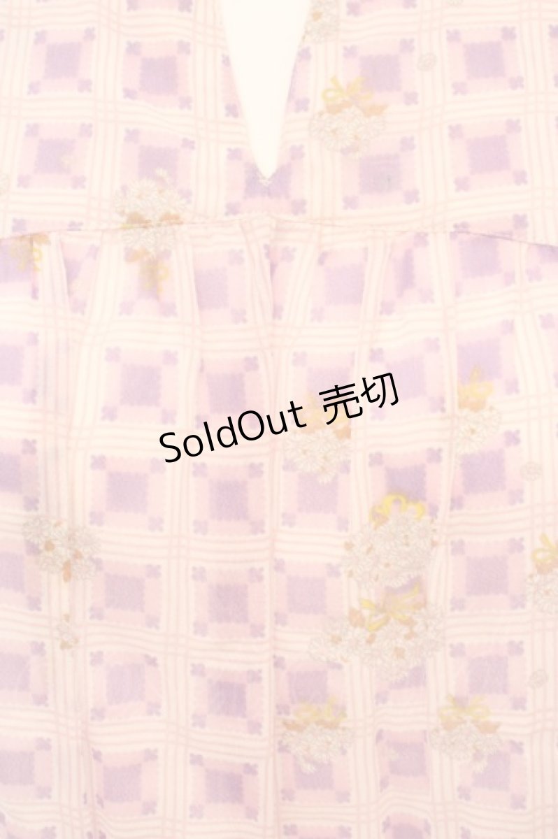画像2: 【SALE】Cherir la femme / もこもこチェックブラウス  パープル O-24-02-28-025-LO-BL-IG-ZT336 (2)