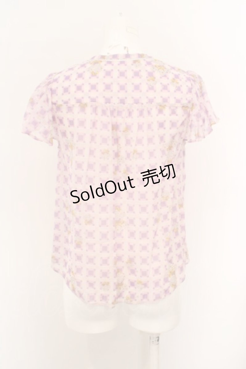 画像3: 【SALE】Cherir la femme / もこもこチェックブラウス  パープル O-24-02-28-025-LO-BL-IG-ZT336 (3)