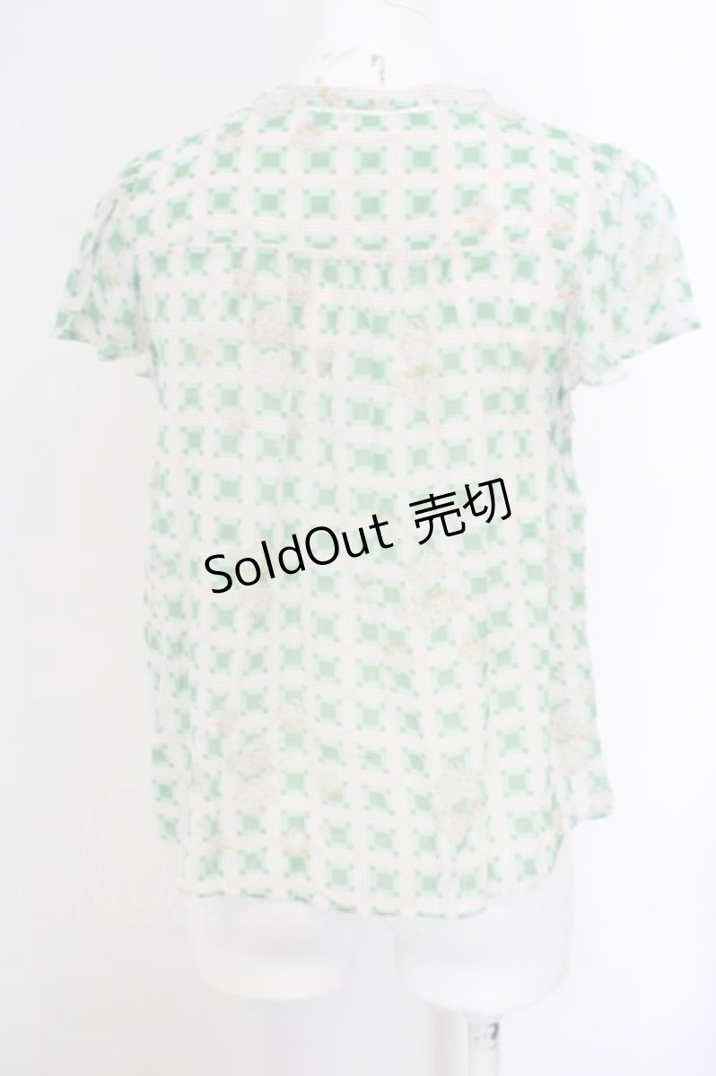 画像3: 【SALE】Cherir la femme / もこもこチェックブラウス  グリーン O-24-02-28-034-LO-BL-IG-ZT336 (3)
