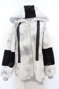 画像1: TRAVAS TOKYO / Drip Logo Faux Fur Hoodie F グレー O-24-03-23-081-PU-CO-YM-ZT-C026