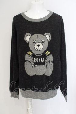 画像1: JOY RICH / ROYAL BEAR ニットプルオーバー XL ブラックｘグレー O-24-03-26-046-PU-TO-YM-ZS