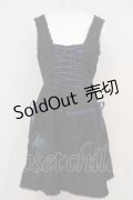 BPN / パラソル刺繍シャーリングジャンパースカート M ブラック×ブルー O-24-03-26-1011-GO-OP-IG-OS