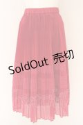 Jane Marple / Sheer cloth and lace flare pleats skirt M アカ O-24-03-30-055-JM-SK-OW-OS