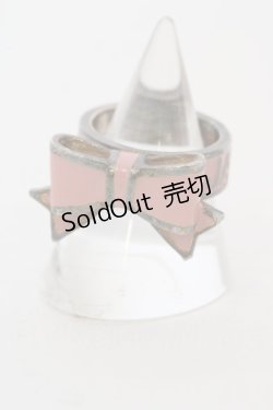 画像1: Jane Marple / ACCロゴリボンリング 10号 ピンク×ゴールド O-24-03-30-092-JM-AC-IG-ZT012-F001