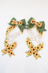 LOTUS ribbon / ひまわり柄ツインテールリボンバレッタ  イエロー×グリーン O-24-03-30-102-EL-AC-IG-ZT012-F001