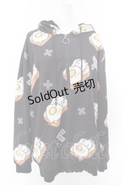 画像1: NieR Clothing / 内側超ふわもこ厚手ZIP OUTER【エッグトースト】 F ブラック O-24-04-06-030-PU-CO-OW-ZT-C004