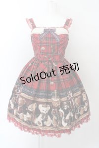 Angelic Pretty / British Bearジャンパースカート  アカ O-24-04-16-047-AP-OP-OW-OS