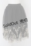 axes femme kawaii / 刺繍ロングスカート  クロ O-24-04-22-090-AX-SK-IG-OS