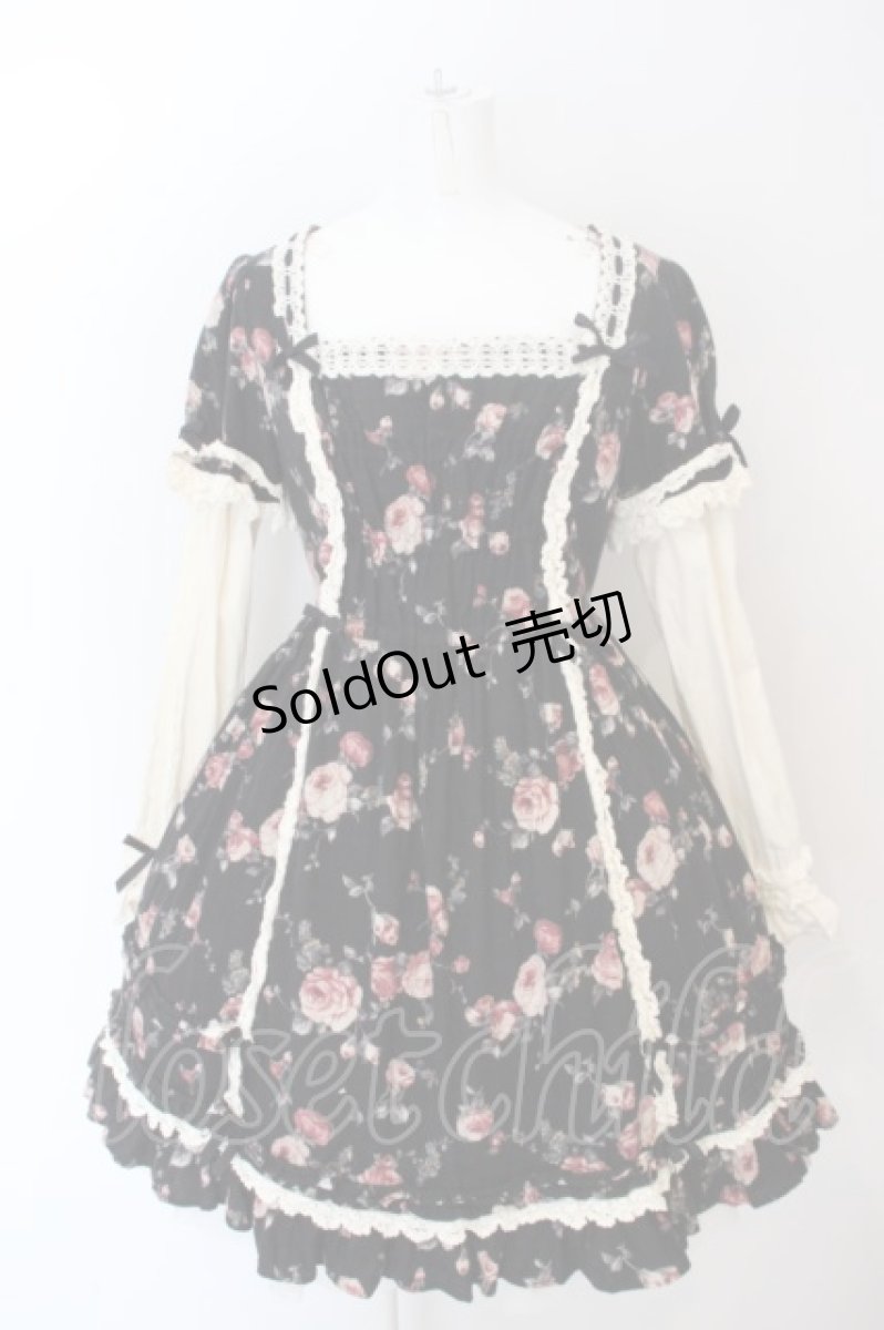 画像1: Angelic Pretty / アンティークローズワンピース  クロ×アイボリー O-24-04-26-001-AP-OP-IG-OS (1)