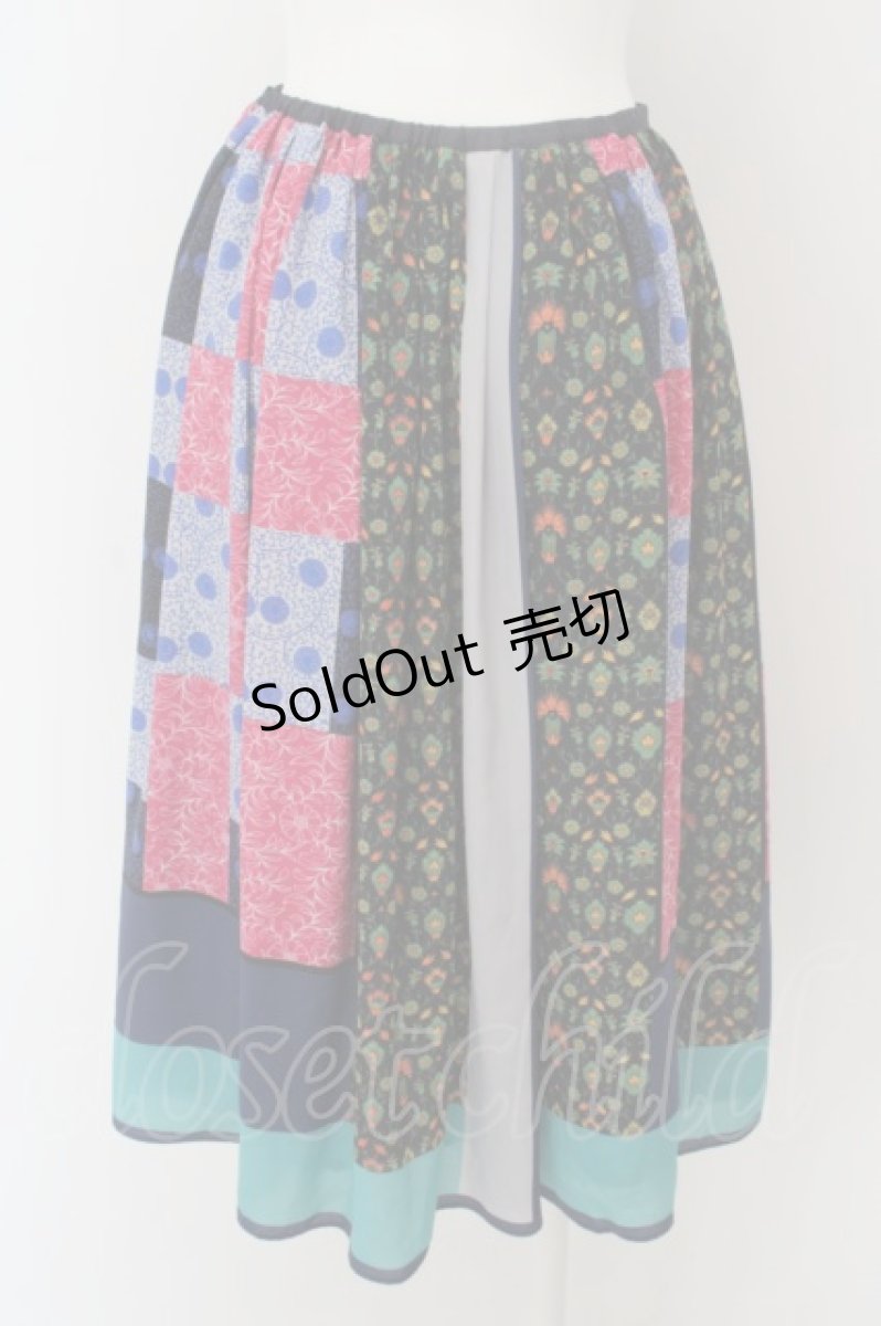 画像2: 【SALE】Jane Marple Dans Le Saｌon / パッチワークシフォンスカート  マルチ O-24-04-28-1107-JM-SK-IG-ZT400 (2)
