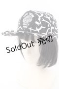 BURNING THE REGISTER / 脳みそ柄キャップ  ブラック×ホワイト O-24-04-28-1128-PU-AC-OW-ZT273