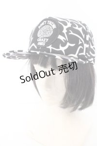 BURNING THE REGISTER / 脳みそ柄キャップ  ブラック×ホワイト O-24-04-28-1128-PU-AC-OW-ZT273