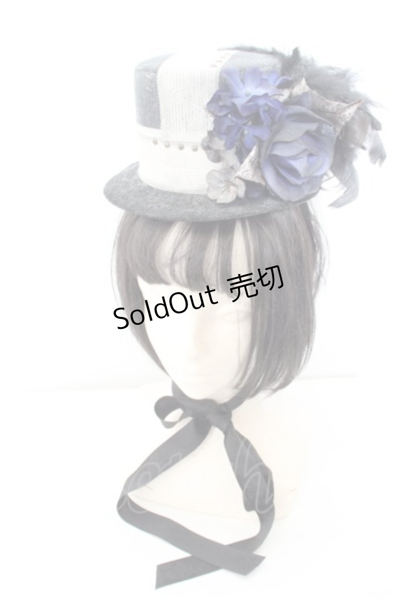 画像1: 【SALE】corgi-corgi / ガーゼローズフェザーミニハット  ブラック×ブルー O-24-04-28-1173-GO-AC-IG-ZT273 (1)