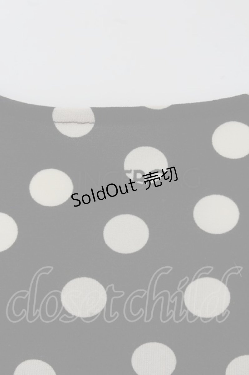画像2: 【SALE】INGEBORG / ロゴ刺繍水玉カットソー M クロ×シロ O-24-04-30-1097-LO-TO-OW-ZT405 (2)