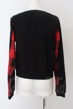 画像2: WORLD WIDE LOVE！(Rydia) / ブロックチェック切り替えプルオーバー 1 ブラックｘレッド O-24-04-30-102-PU-TO-YM-ZT128