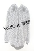 NieR Clothing / ふわもこアニマル柄ZIP OUTER【ゼブラ】 F ブルー O-24-05-04-055-PU-CO-OW-ZT-C045