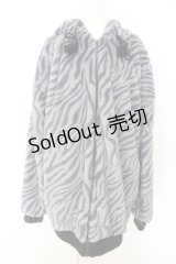 NieR Clothing / ふわもこアニマル柄ZIP OUTER【ゼブラ】 F ブルー O-24-05-04-055-PU-CO-OW-ZT-C045