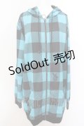 NieR Clothing / BACK RABBIT CHECKERED ロングパーカー【BLUE】  ブルー O-24-05-04-035-PU-TO-IG-OS