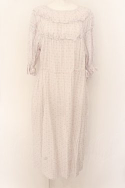 画像1: Jane Marple Dans Le Saｌon / Vintage pattern clothエンパイアドレス M シロ O-24-05-11-043-JM-OP-OW-OS