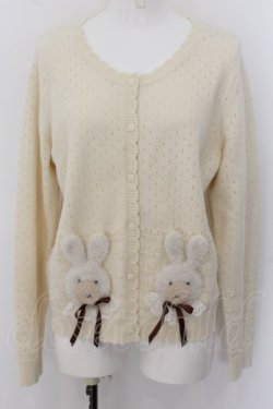 画像1: PINK HOUSE / クッキーラビッツモチーフニットカーディガン  キナリ O-24-05-11-038-LO-TO-OW-ZS