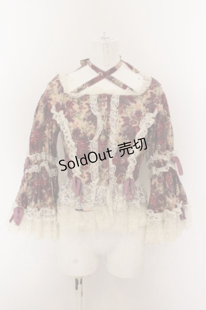 画像1: metamorphose / ゴブランスクエアあきブラウス  ベージュ×ピンク系 O-24-05-13-014-ME-BL-IG-OS (1)