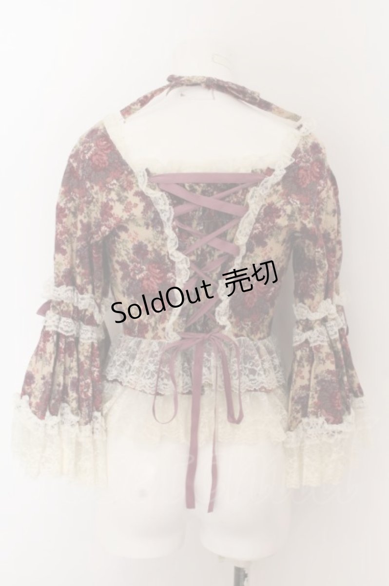 画像3: metamorphose / ゴブランスクエアあきブラウス  ベージュ×ピンク系 O-24-05-13-014-ME-BL-IG-OS (3)