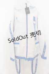 ililil / 真白K大コラボ裏地キルティングジップパーカー F ブルーｘホワイト O-24-05-15-046-PU-TO-YM-OS