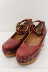 Jane Marple / ウッドソールのビジュートリミングシューズ S ワイン O-24-05-31-010-JM-SH-IG-ZT-K001