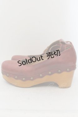 画像2: Jane Marple / ウッドソールのビジュートリミングシューズ S ワイン O-24-05-31-010-JM-SH-IG-ZT-K001