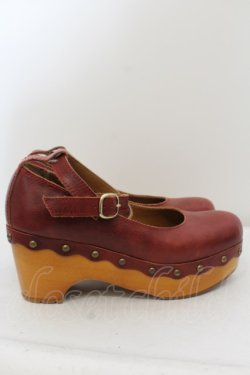 画像4: Jane Marple / ウッドソールのビジュートリミングシューズ S ワイン O-24-05-31-010-JM-SH-IG-ZT-K001