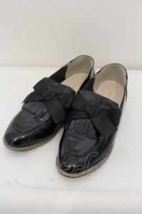 m petit by misako / キルトリボンローファー L クロ O-24-05-31-011-LO-SH-OW-ZT-K001
