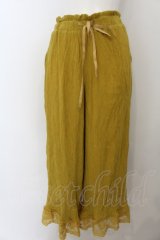 axes femme / 裾レース楊柳ワイドパンツ M イエロー O-24-06-09-005-AX-PA-OW-ZT265