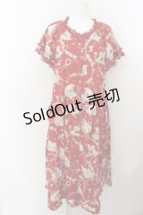 PINK HOUSE / ひつじプリントミディワンピース  アカ O-24-06-09-008-LO-OP-OW-ZI