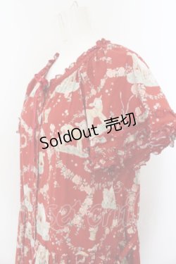 画像2: PINK HOUSE / ひつじプリントミディワンピース  アカ O-24-06-09-008-LO-OP-OW-ZI