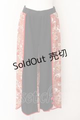 Qutie Frash / 2024年プレミアム-繚乱-ワイドパンツ  レッド×ブラック O-24-06-10-046-QU-TO-OW-ZI