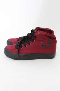 画像2: NieR Clothing / UNISEX DARK REDハイカットスニーカー 36 ワイン O-24-06-13-075-PU-SH-IG-ZT-K001