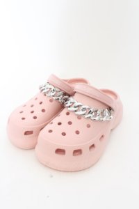 NieR Clothing / チェーン装飾付き厚底サンダル【身長約6cmアップ】 36/37 ピンク O-24-06-13-076-PU-SH-IG-ZT-K001