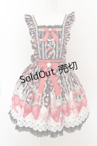 Angelic Pretty / Little Bunny Strawberryエプロン風スカート  クロ O-24-06-19-1001-AP-SK-IG-OS