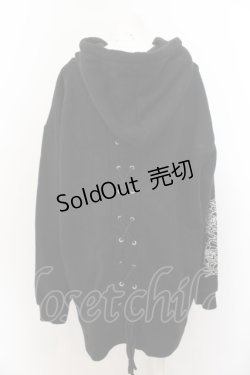 画像3: KRY CLOTHING / 「99%」裏起毛ロング丈パーカー  ブラック O-24-06-19-093-EL-JA-IG-ZT184
