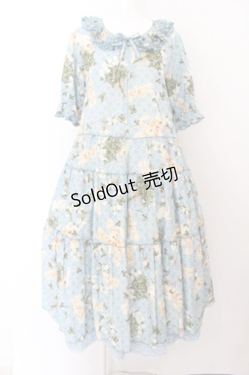 画像1: PINK HOUSE / St.パトリックパレードプリントワンピース  サックス O-24-06-22-034-LO-OP-OW-OS (1)