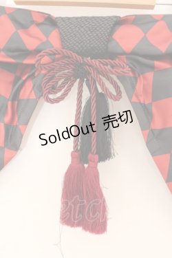 画像2: Qutie Frash / ダイヤ柄飾り帯  ブラック×レッド O-24-06-22-071-QU-ZA-OW-ZI