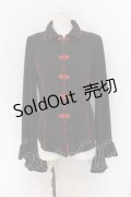 Qutie Frash / チャイナブラウス  ブラック×レッド O-24-06-30-027-QU-BL-IG-ZI