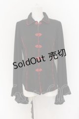 Qutie Frash / チャイナブラウス  ブラック×レッド O-24-06-30-027-QU-BL-IG-ZI