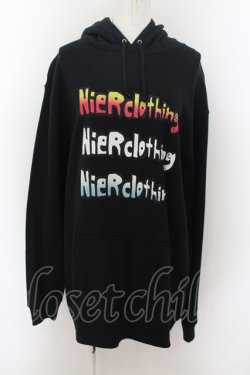 画像1: NieR Clothing / プリントフードパーカー  黒 O-24-07-08-1002-PU-TO-KB-ZI